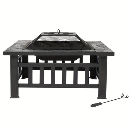 38in Round Wrought Iron with Grill Pan Wood Burning Fire Pit