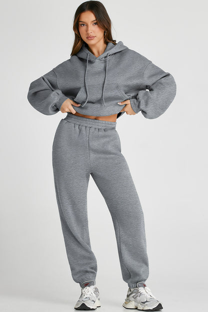 Active Set of Drop Shoulder Hooded Top and Pants