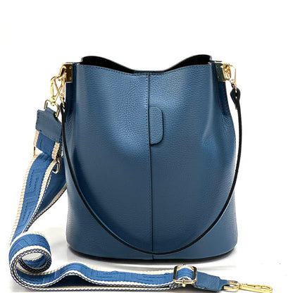 Maddalena GM leather bucket bag - Made In Italy