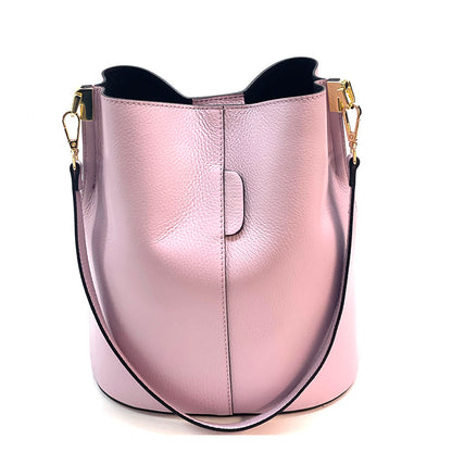 Maddalena GM leather bucket bag - Made In Italy