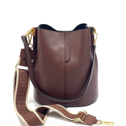 Maddalena GM leather bucket bag - Made In Italy