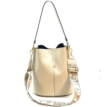 Maddalena GM leather bucket bag - Made In Italy