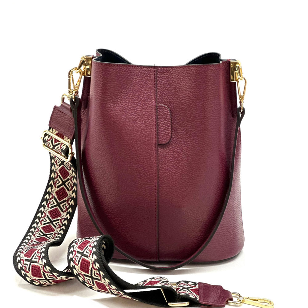 Maddalena GM leather bucket bag - Made In Italy
