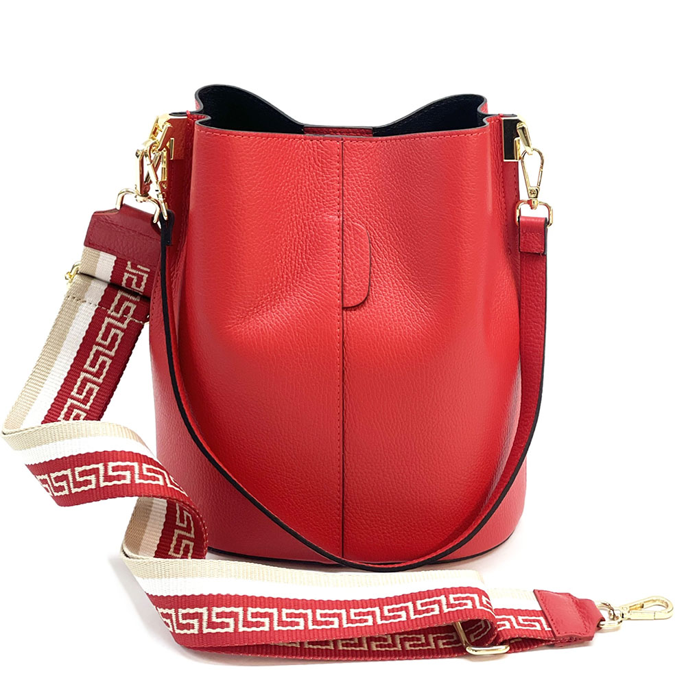Maddalena GM leather bucket bag - Made In Italy