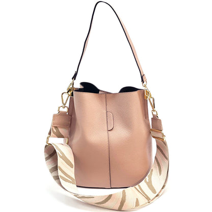 Maddalena GM leather bucket bag - Made In Italy
