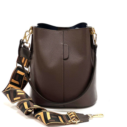 Maddalena GM leather bucket bag - Made In Italy