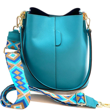 Maddalena GM leather bucket bag - Made In Italy