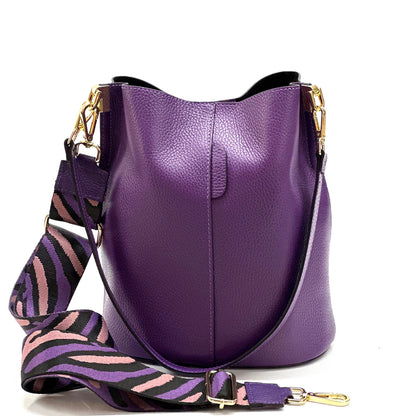 Maddalena GM leather bucket bag - Made In Italy