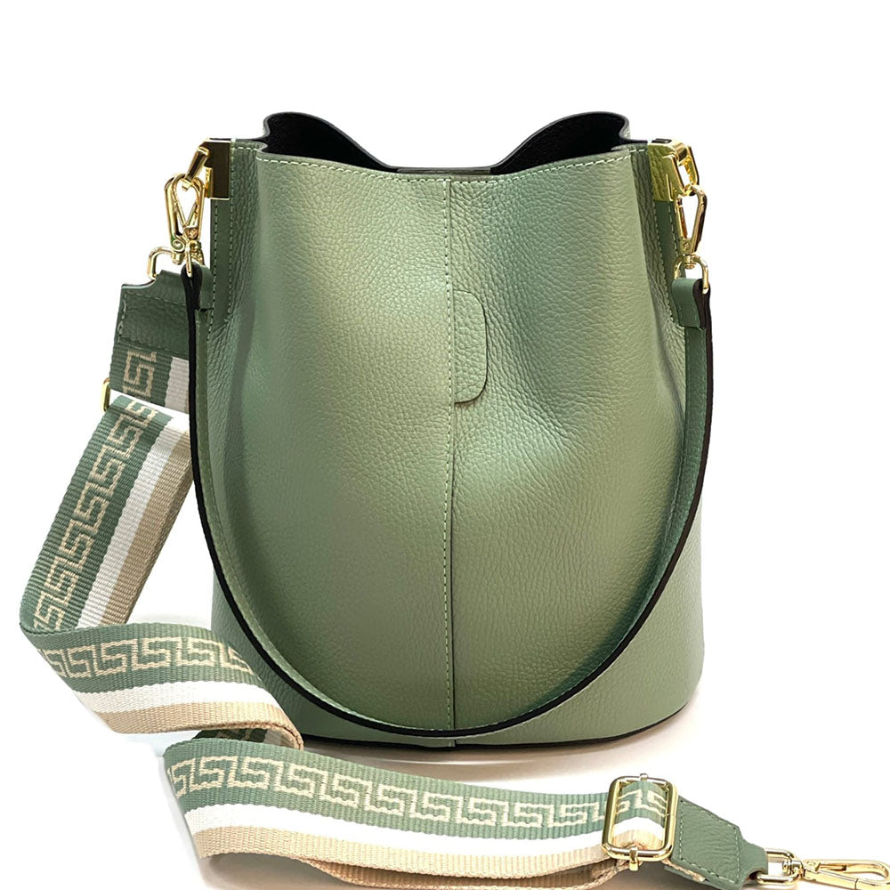 Maddalena GM leather bucket bag - Made In Italy