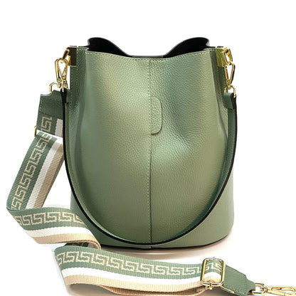 Maddalena GM leather bucket bag - Made In Italy