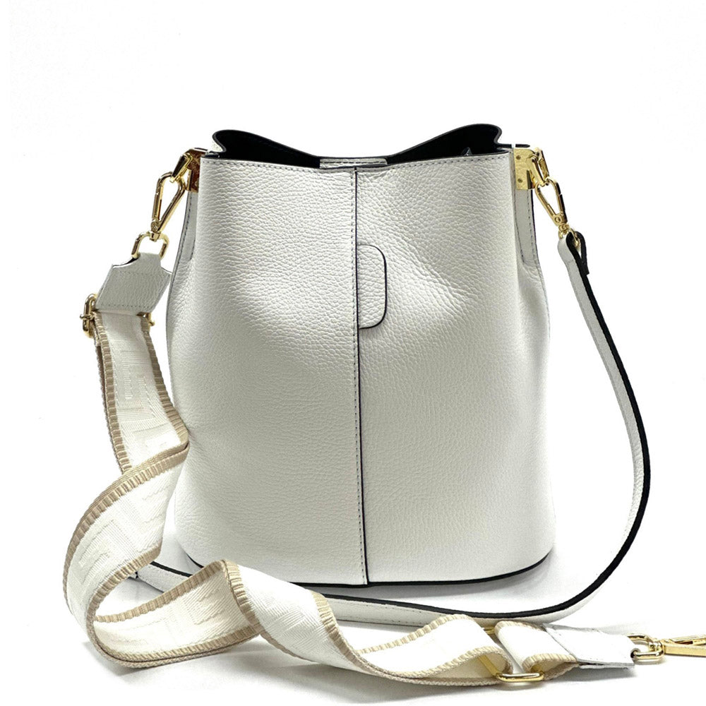 Maddalena GM leather bucket bag - Made In Italy