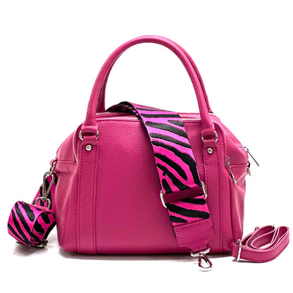Maica Leather Boston Bag - Made In Italy
