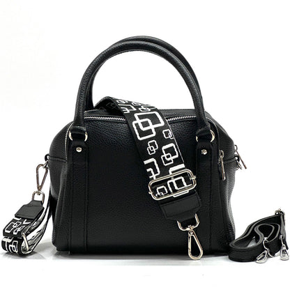 Maica Leather Boston Bag - Made In Italy