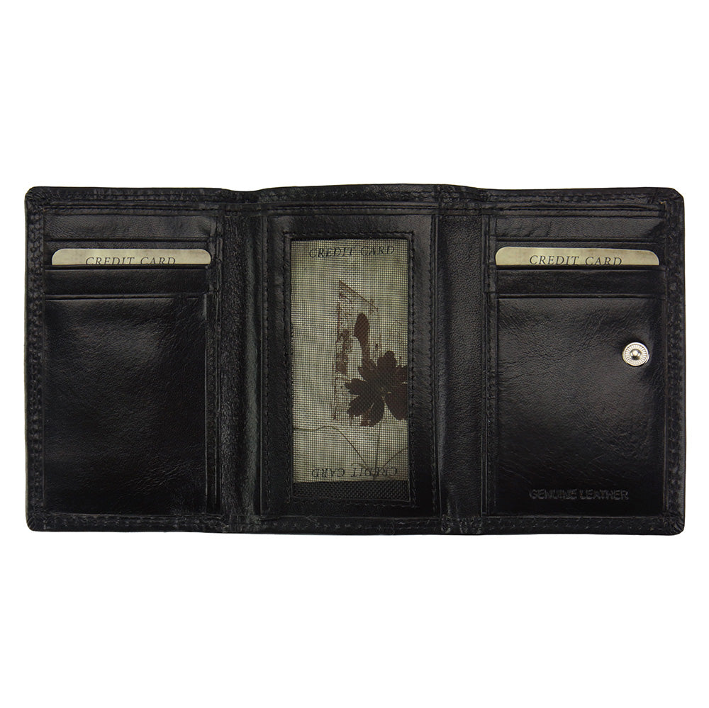 Rina V Cow Leather Wallet - Made In Italy