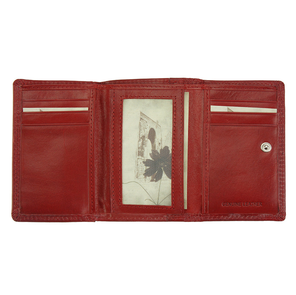 Rina V Cow Leather Wallet - Made In Italy