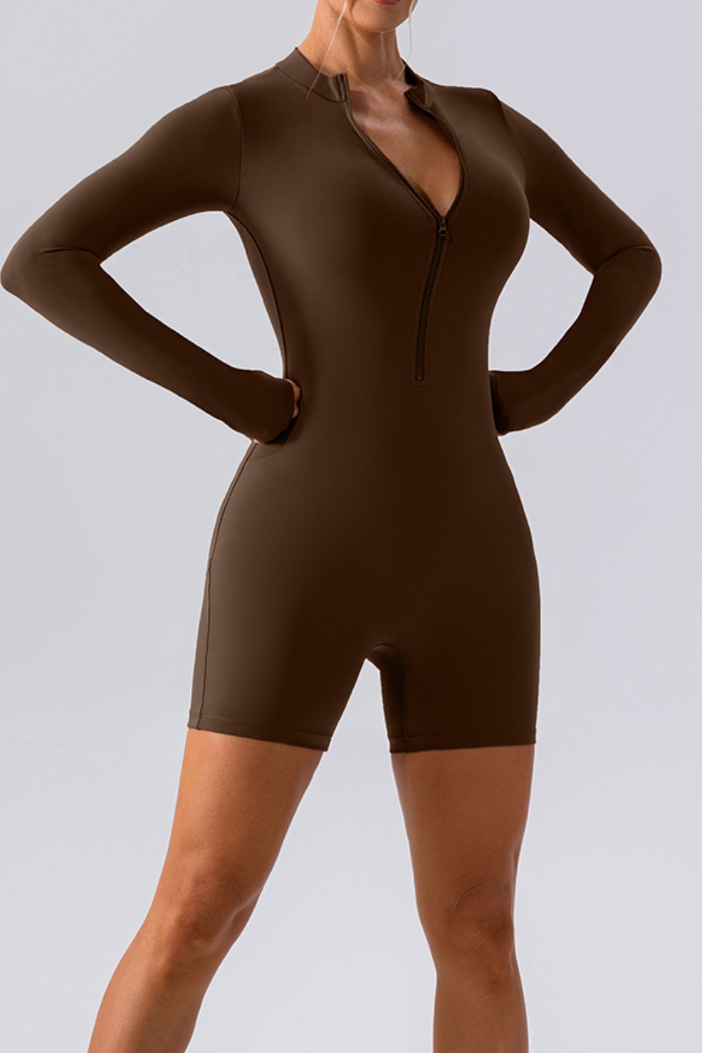 Long Sleeve Active Half Zip Romper