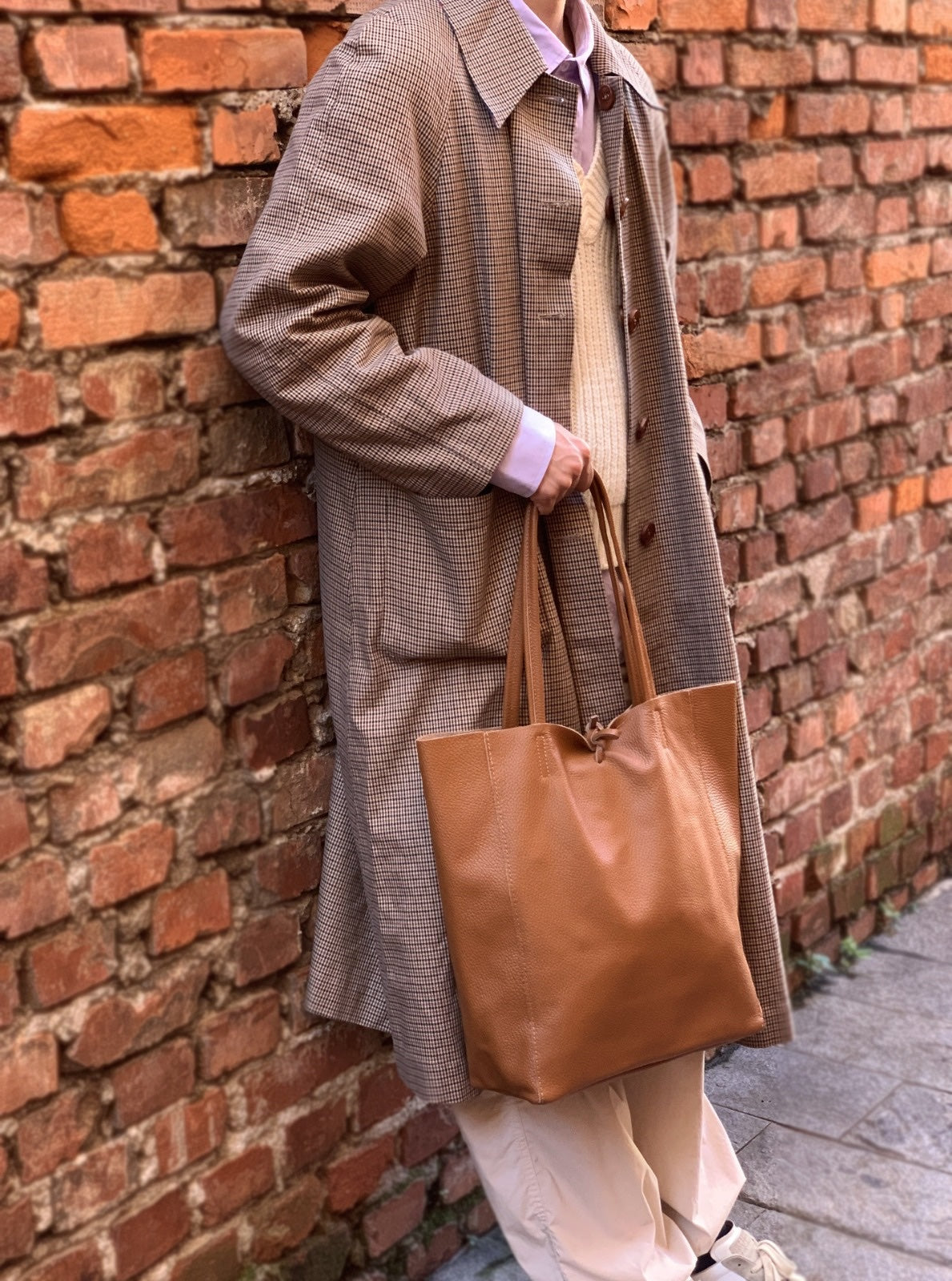 Babila Italian Genuine Leather Tote Bag - Made In Italy