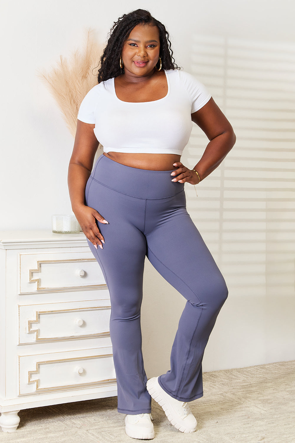 Athletic Bootcut Pants with a Wide Waistband by Millennia Basic Bae