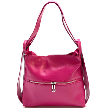 Greta Convertible Leather Backpack - Made In Italy