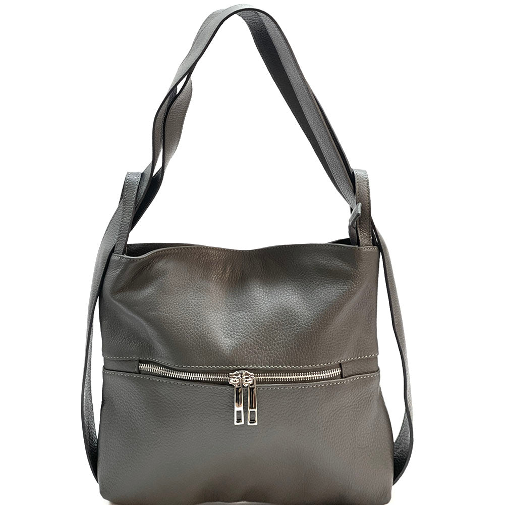 Greta Convertible Leather Backpack - Made In Italy