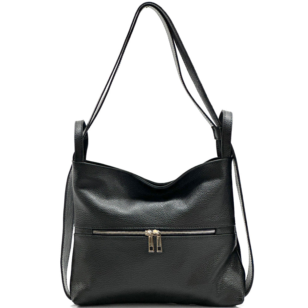 Greta Convertible Leather Backpack - Made In Italy