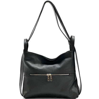 Greta Convertible Leather Backpack - Made In Italy