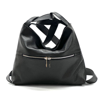 Greta Convertible Leather Backpack - Made In Italy