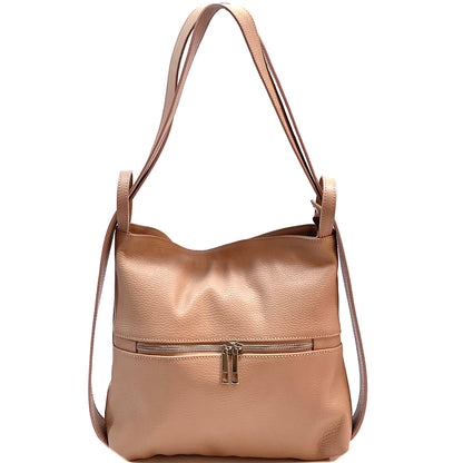 Greta Convertible Leather Backpack - Made In Italy
