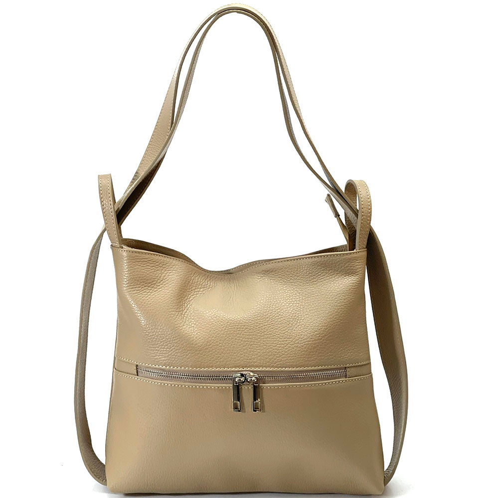 Greta Convertible Leather Backpack - Made In Italy