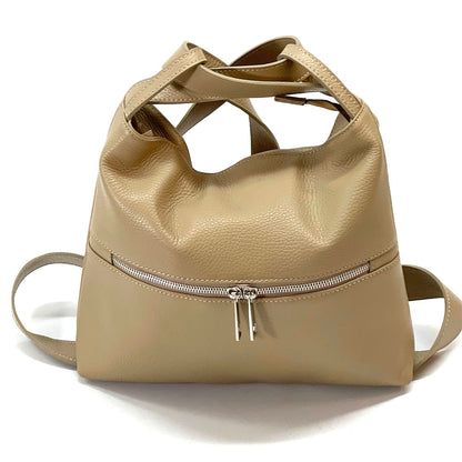 Greta Convertible Leather Backpack - Made In Italy