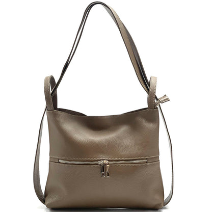 Greta Convertible Leather Backpack - Made In Italy