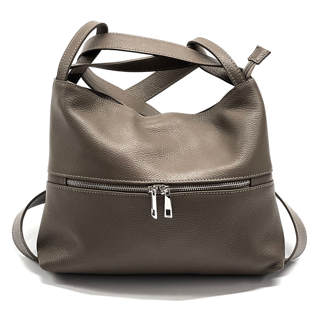 Greta Convertible Leather Backpack - Made In Italy