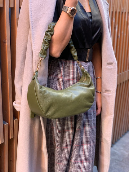 Tara Small Hobo Leather Bag - Made In Italy