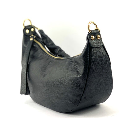 Tara Small Hobo Leather Bag - Made In Italy