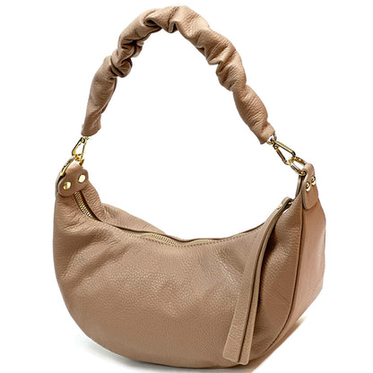 Tara Small Hobo Leather Bag - Made In Italy