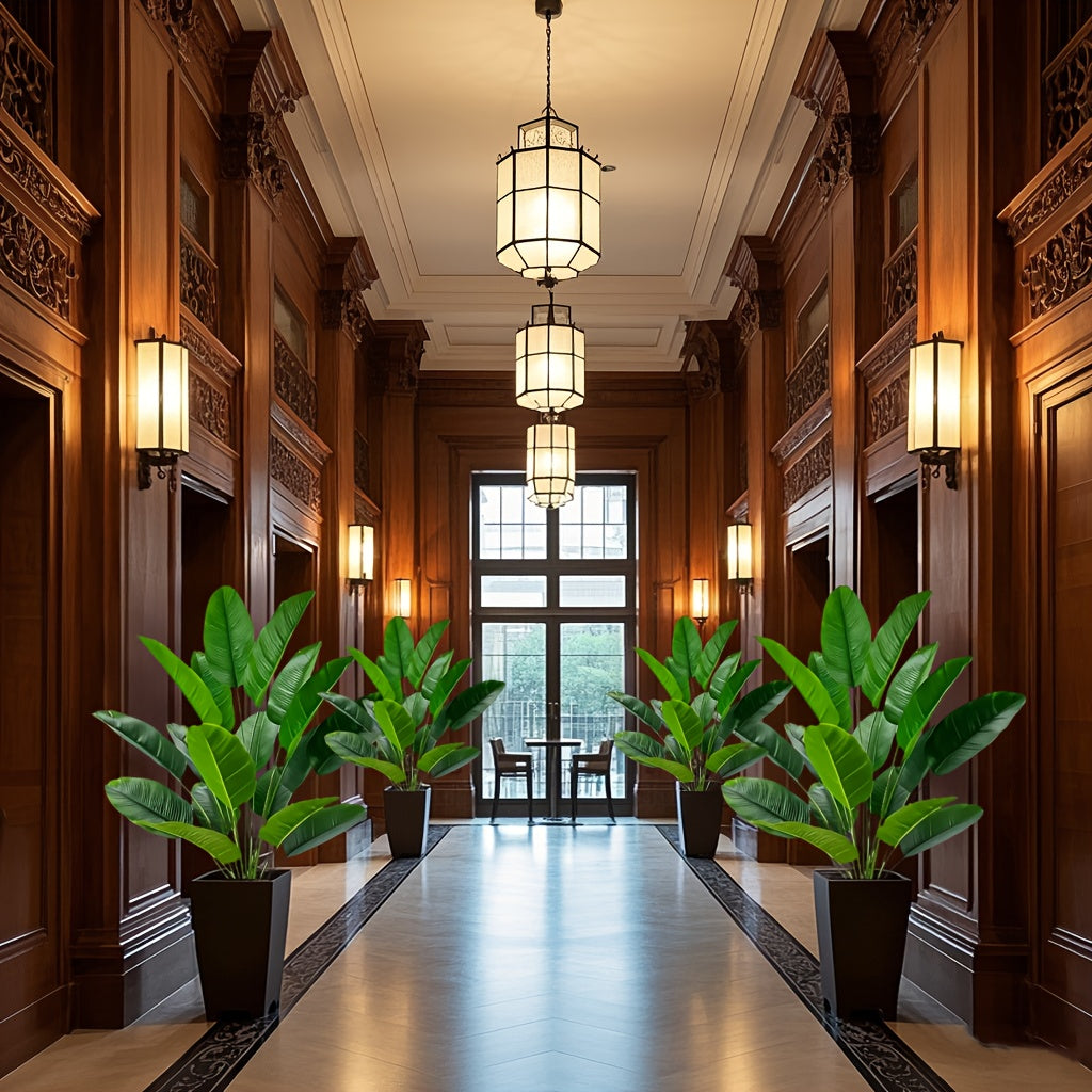 2pcs Realistic Artificial Banana Plants, Outdoor Artificial Green Plant with 24 Large Leaves, Suitable for Indoor/Outdoor Decoration