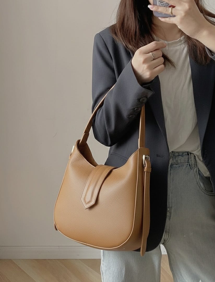 Piper Cow Leather Shoulder and Hobo Bag - Made In Italy
