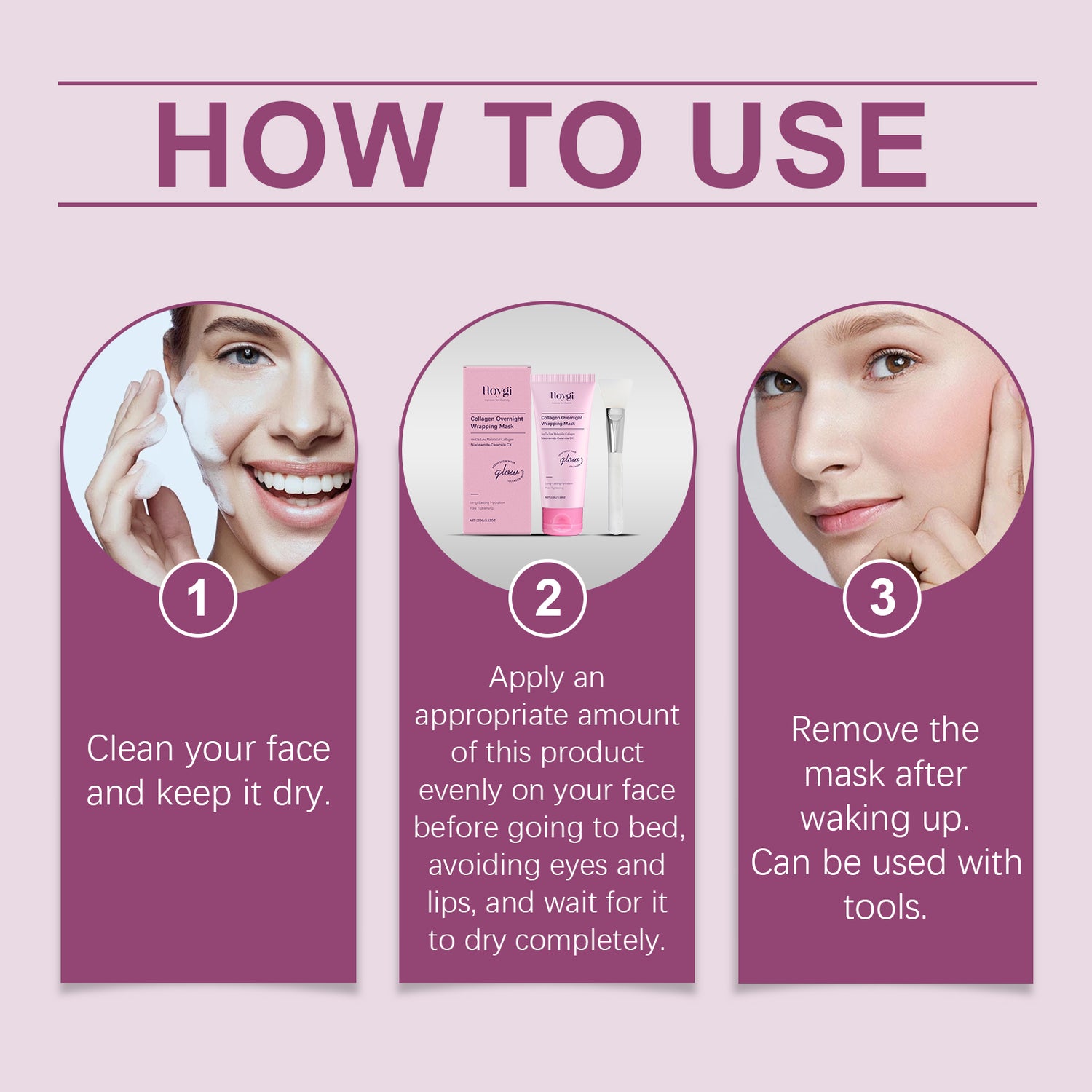 Hoygi Collagen Peel-Off Mask (With Brush) Gently Nourishes, Moisturizes, Brightens, Smooths And Refines The Skin