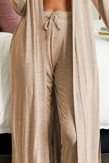 Lounge Wear: Long-Sleeved Cardigan with an Open Front and Pants