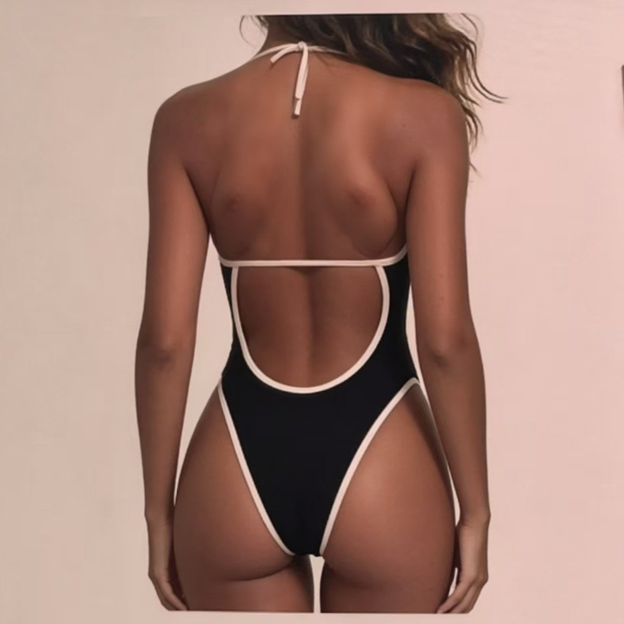 One-piece Swimsuit for Women Sexy Cut-out Back, Solid Color Bikini, Beach Swimwear