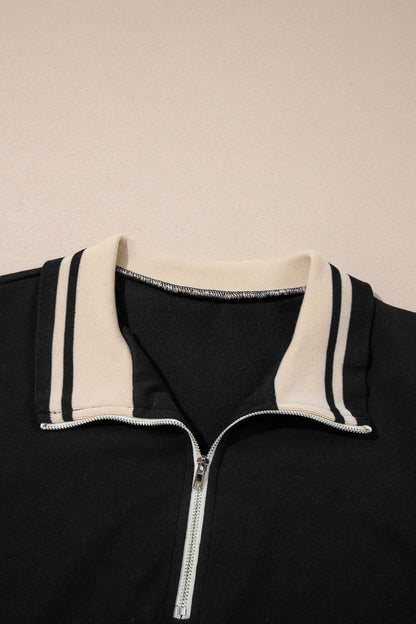 Black Striped Webbing Trim Preppy Polo Tee Dress