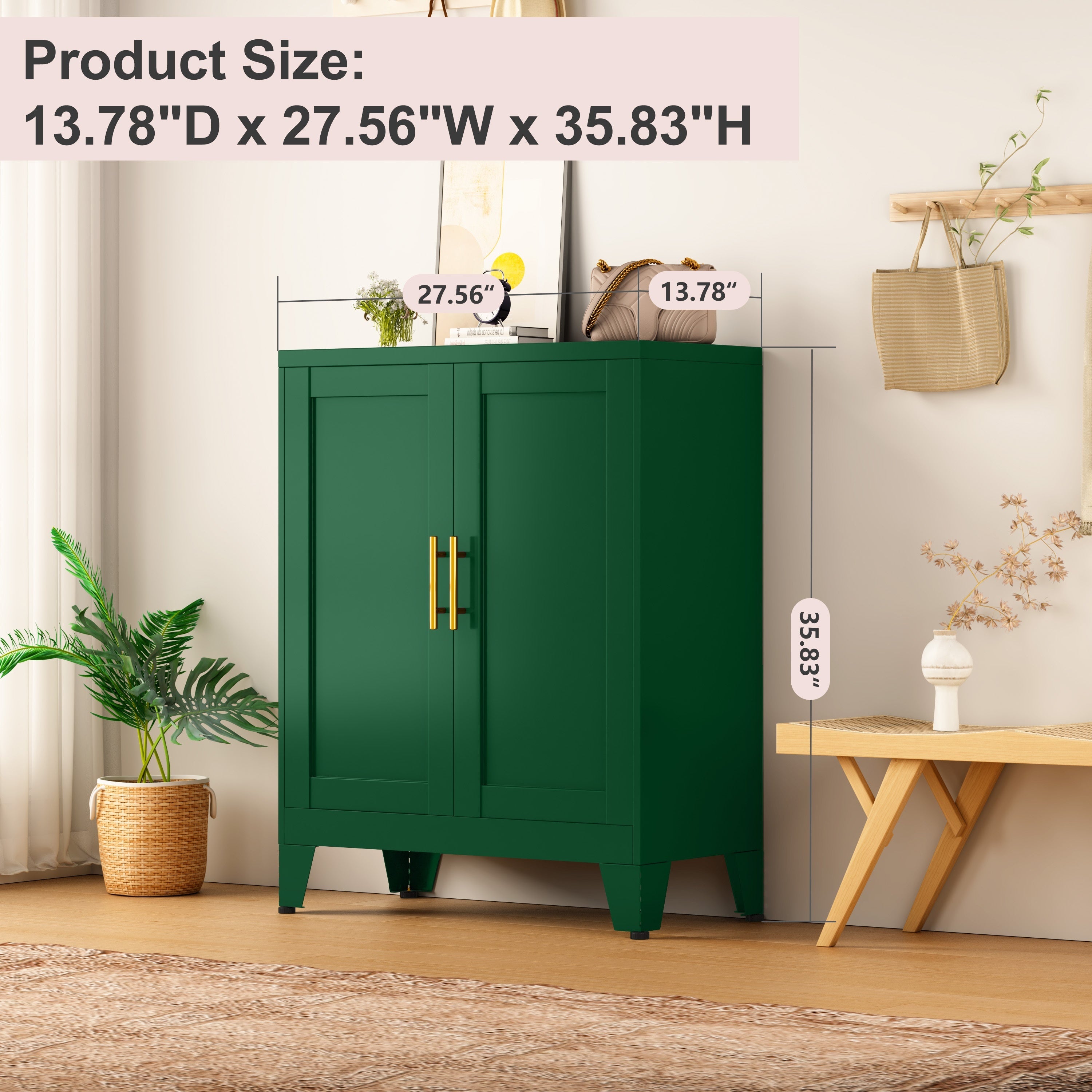 35.83&quot; Metal Storage Cabinet Sideboard with Adjustable Shelf and Double Doors