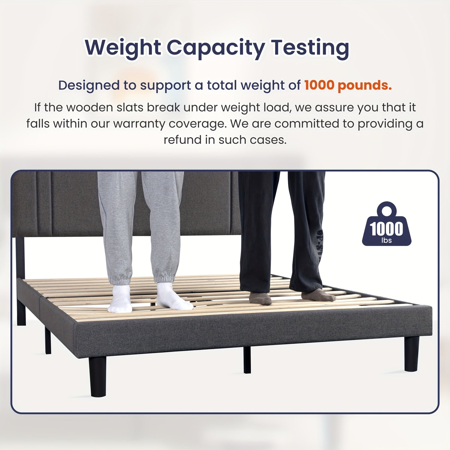 Platform Bed Frame With Adjustable Headboard, Heavy Duty Metal Frame And Wooden Slats Support