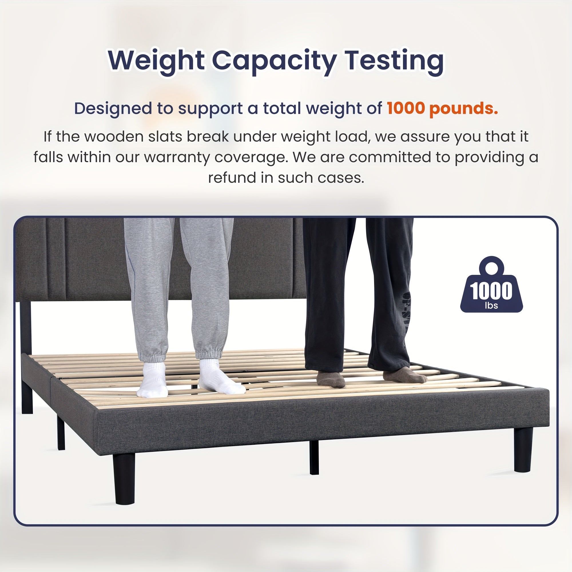 Platform Bed Frame With Adjustable Headboard, Heavy Duty Metal Frame And Wooden Slats Support