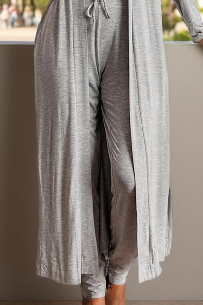 Lounge Wear: Long-Sleeved Cardigan with an Open Front and Pants