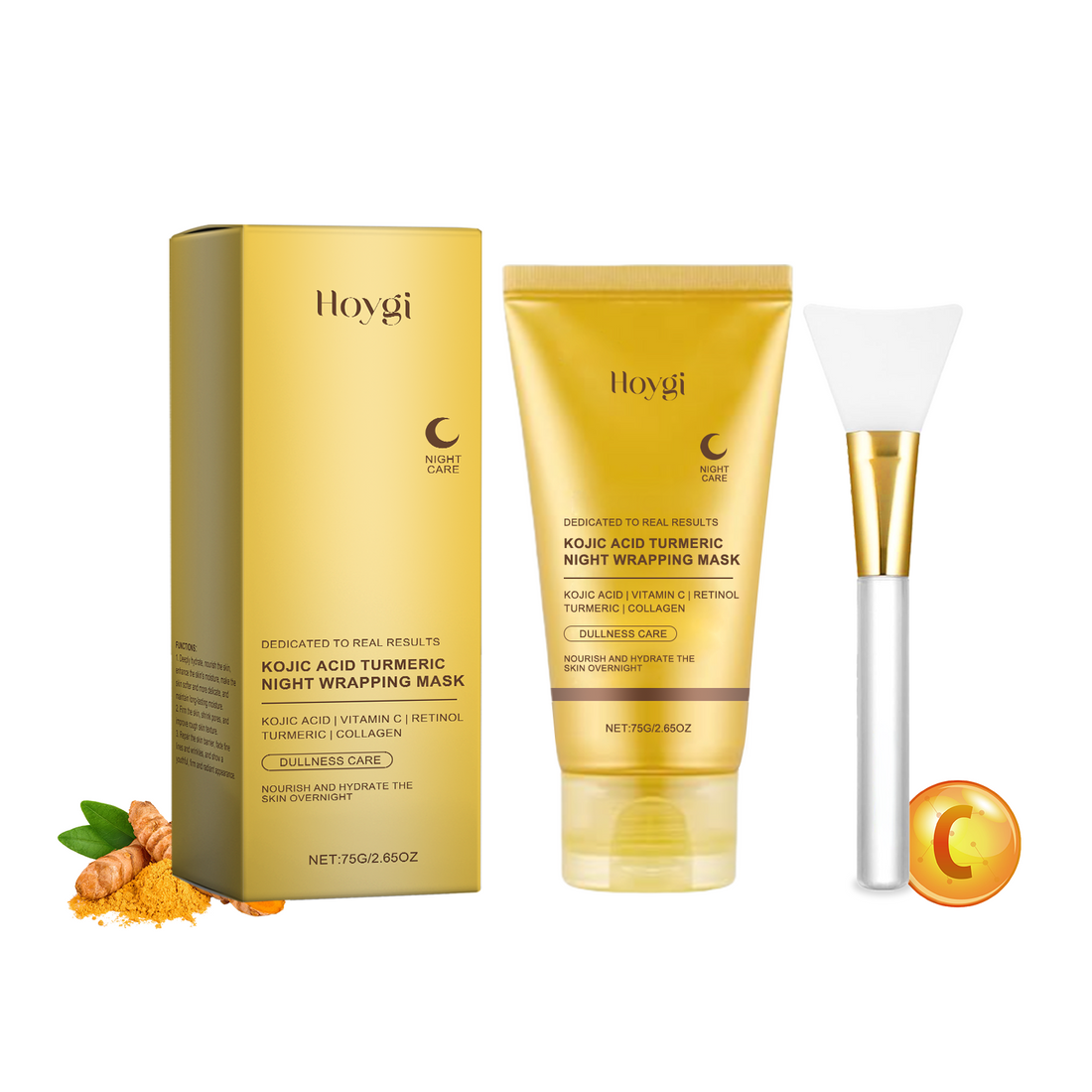 Hoygi Turmeric Collagen Peel-Off Mask (With A Scraper) Gently Cleanses, Moisturizes, Nourishes And Smooths The Facial Skin