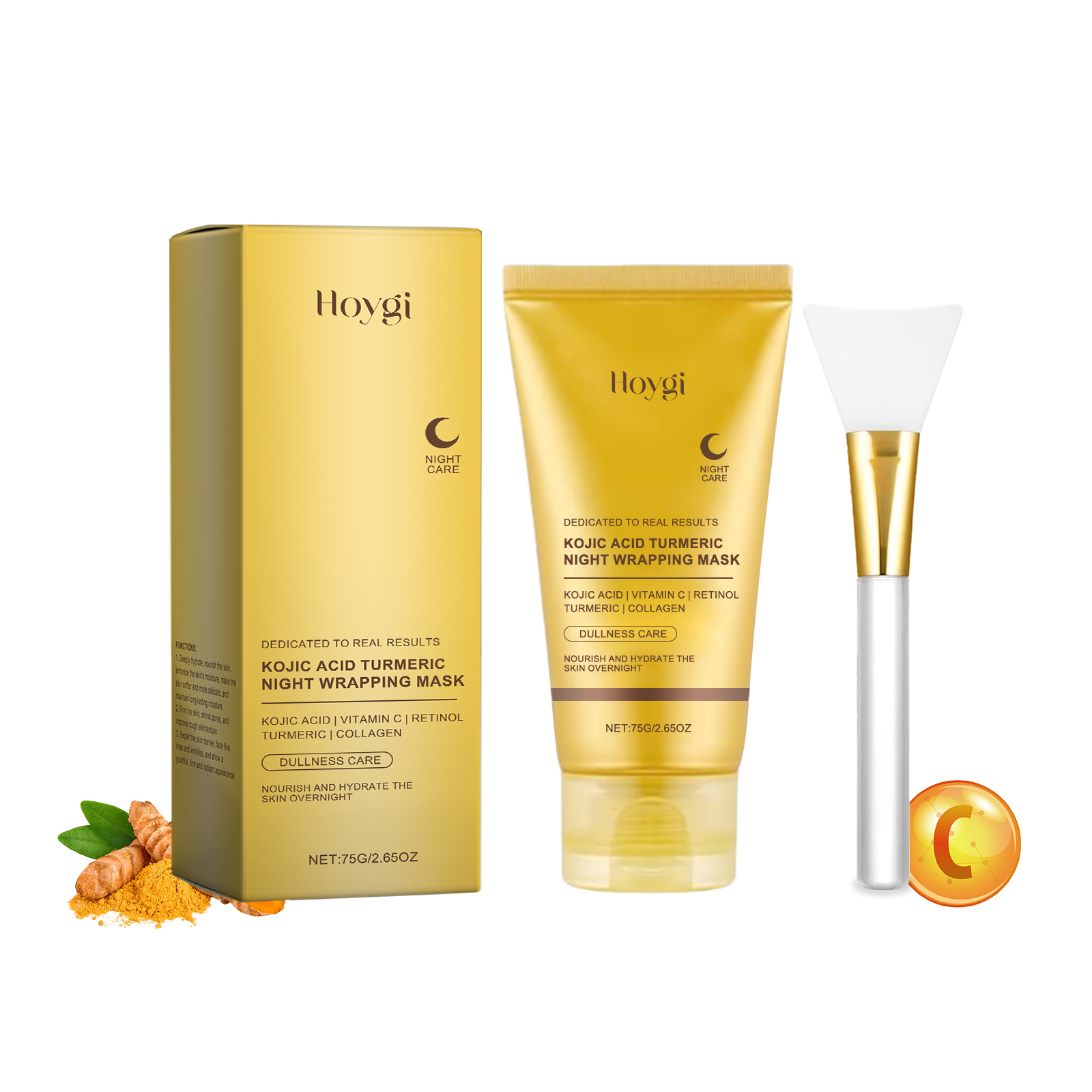 Hoygi Turmeric Collagen Peel-Off Mask (With A Scraper) Gently Cleanses, Moisturizes, Nourishes And Smooths The Facial Skin
