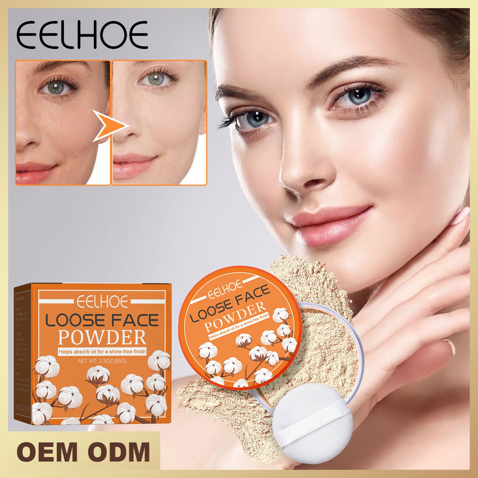 Loose Powder, Fade Fine Lines, Waterproof, Sweat Resistant Makeup Natural Concealer Complete Makeup Powder Light And Delicate