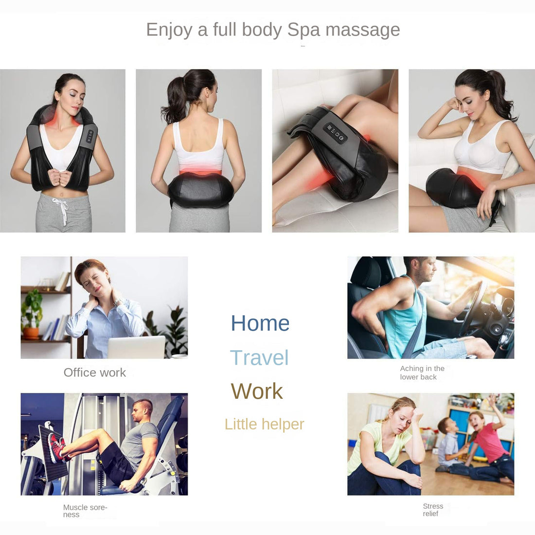 Multi functional car home electric shoulder neck waist and shawl massager