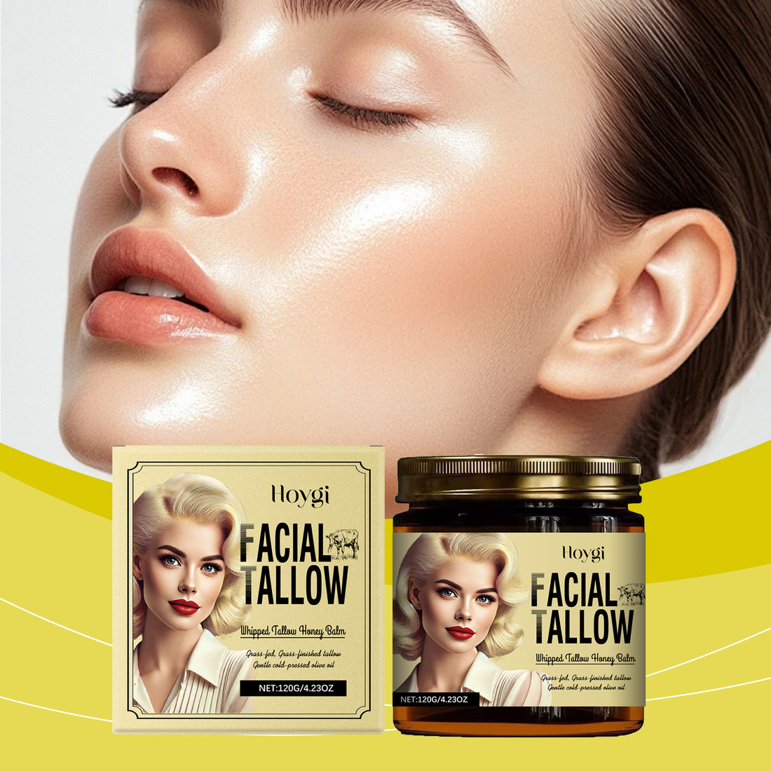 Hoygi Tallow Honey Moisturizing Cream, Deeply Moisturizes, Hydrates, Soothes, And Comforts Skin